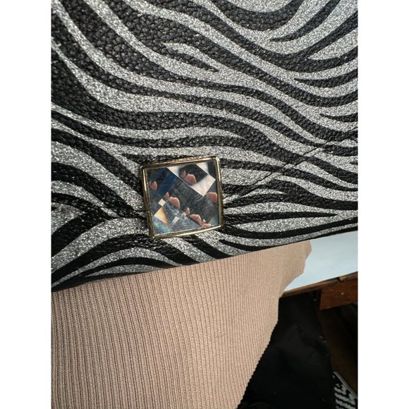 A Touch of Style Zebra Pattern Clutch with Gem Closure and Removable Chain Strap - Picture 5 of 16